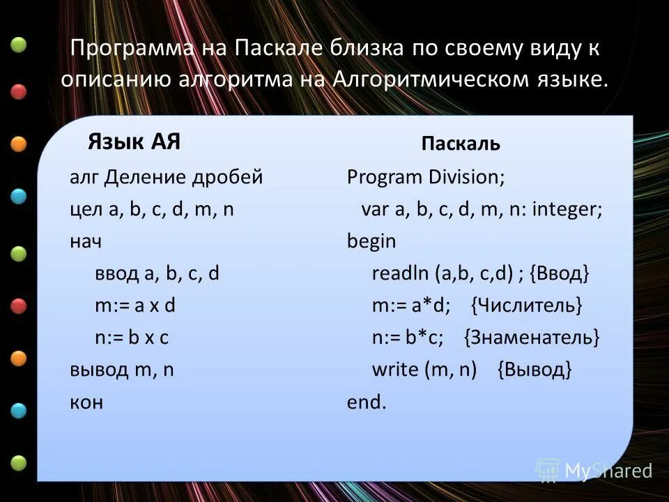 Программ деление двух чисел. Программ деление двух чисел