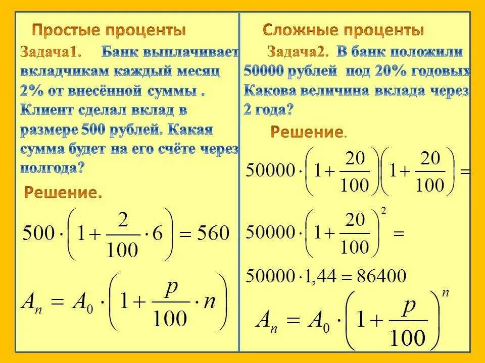 Формула простых и сложных процентов. Формула сложных процентов 6 класс. Простые и сложные проценты. Простые проценты и сложные проценты.