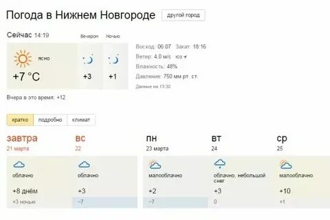 Погода в нн сейчас