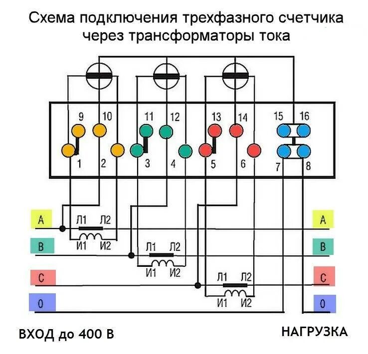 Подключение счетчика с трансформаторами