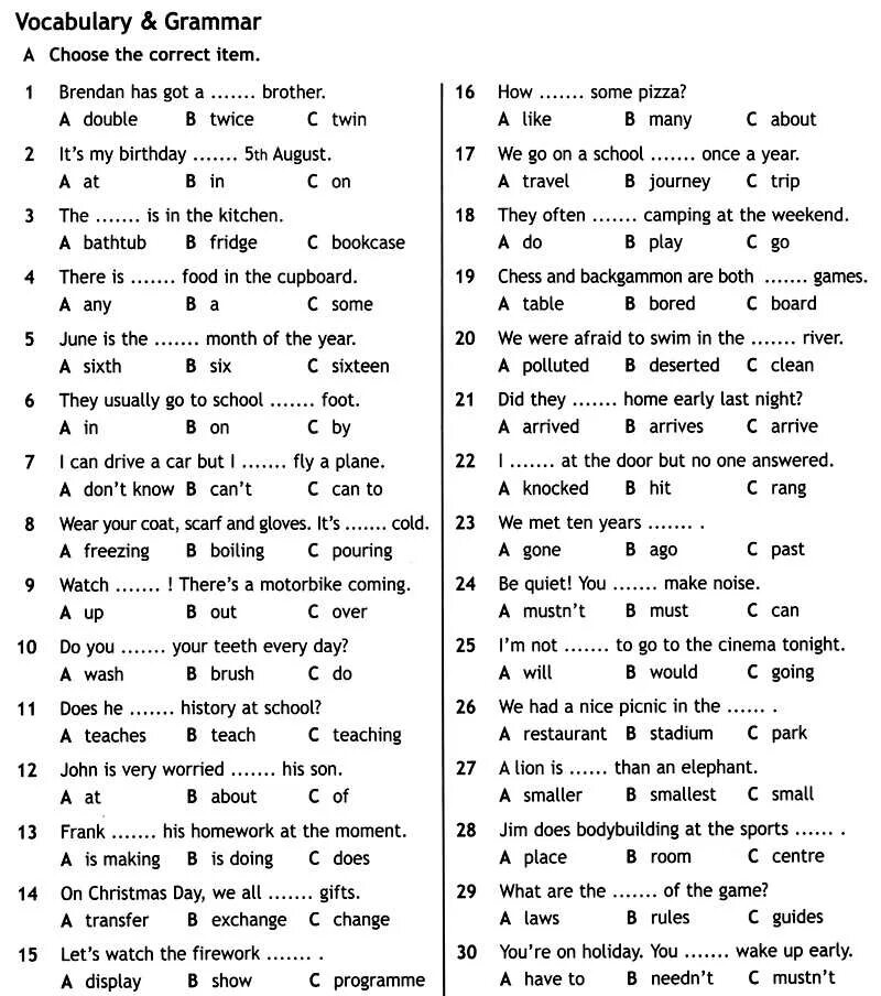 Test 6 7 класс по английскому