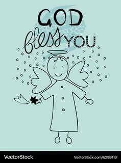 Bible lettering god bless you and little angel vector image. 