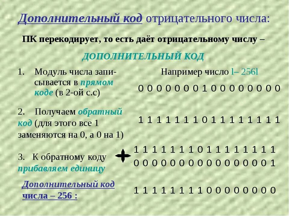 7 дополнительный код. Дополнительный код отрицательного числа. Дополнительный код -1. Прямой код отрицательного числа. Обратный код отрицательного числа.