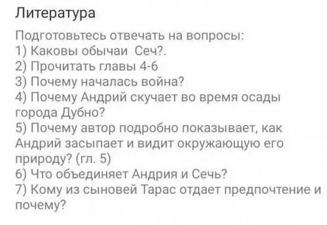 Вопросы по тарасу бульбе 7