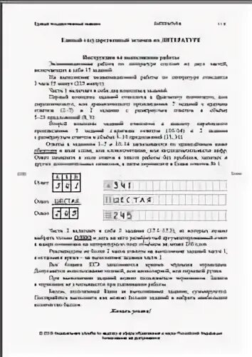 Досрочный вариант егэ литература