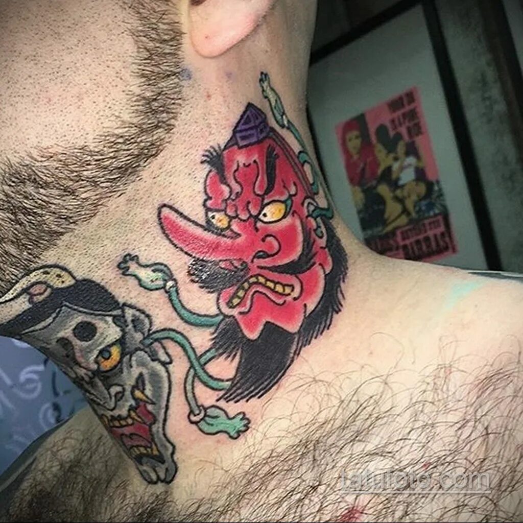 Японское тату на шее. Японские тату на шее. тату на шею в японском стиле. японская маска тату на шее. тату на шее ориентал.