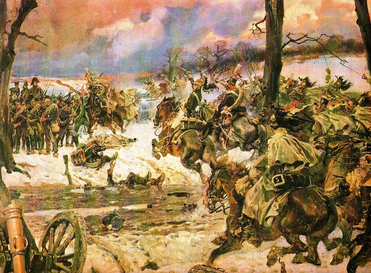 Битва при лоде. Баталист коссак. баталист войцех коссак. битва при монмирале 1814.