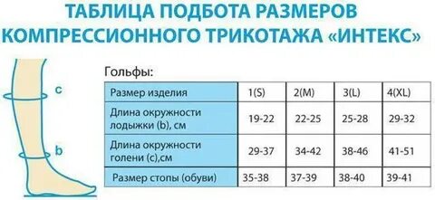 Правильно подобрать размер компрессионных гольф