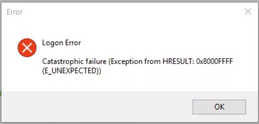 Failed hresult. Ошибка 0x8000ffff. Скриншот ошибки.