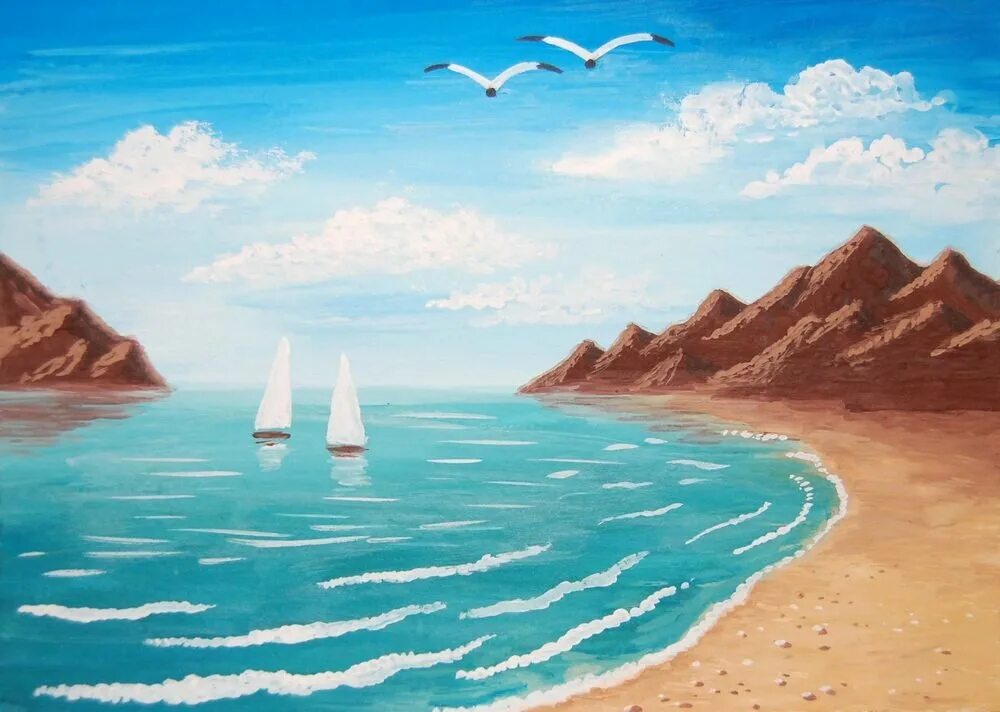 Красивое море рисунок. Море рисунок. правополушарное рисование. левополушаоное рисование. морской пейзаж с перспективой.