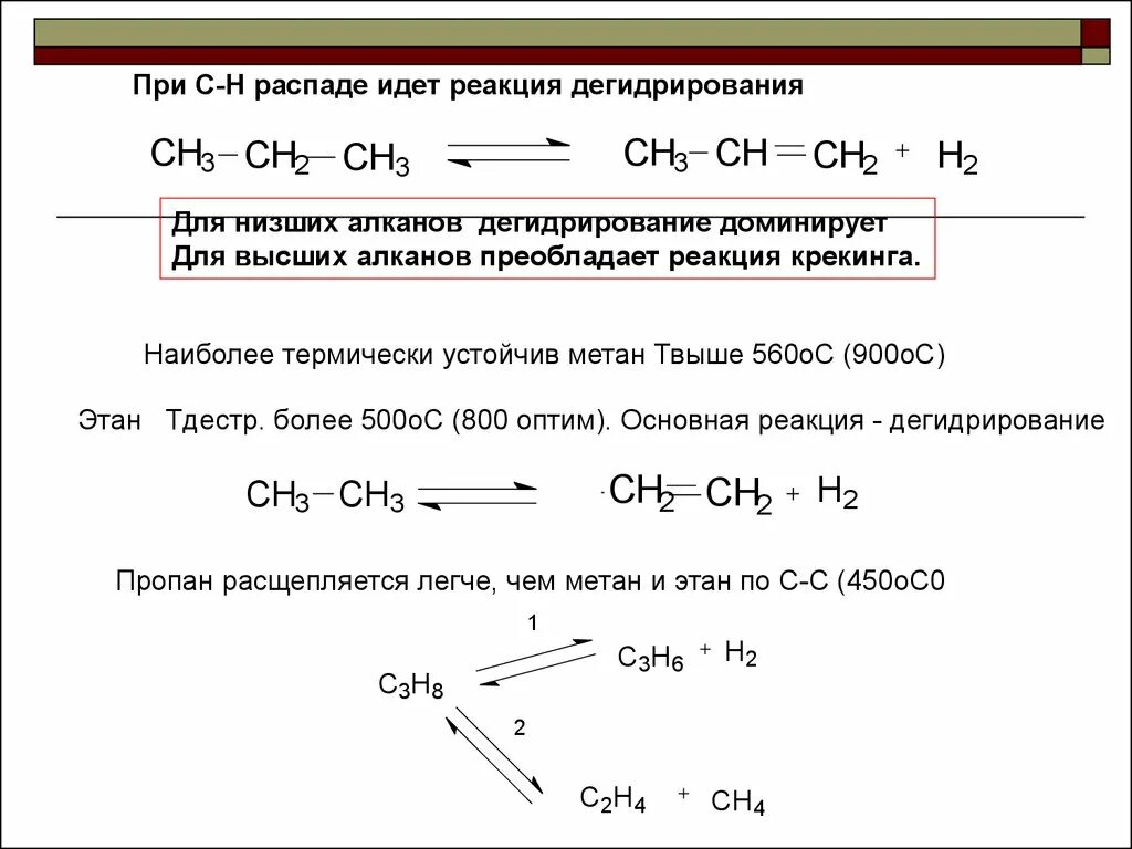 Реакция дегидрирования. Реакция дегидрирования пример. Реакция дегидрирования алканов. Дегидрирование пропана. Н распад