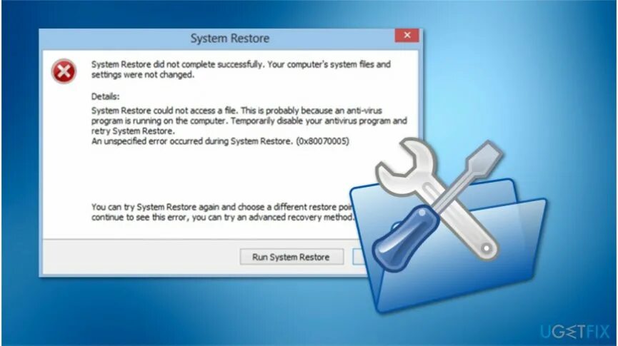 Восстановление ошибка. Восстановление системы. 0x80070005. System restore. Error could not access