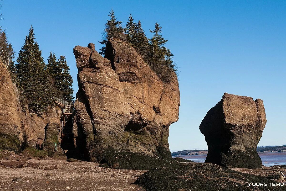 Памятники природы и культуры америки. Скалы Хоупвелл Канада. Бухта фанди Канада. Залив фанди Канада. Скалы Хоупвелл в заливе фанди.