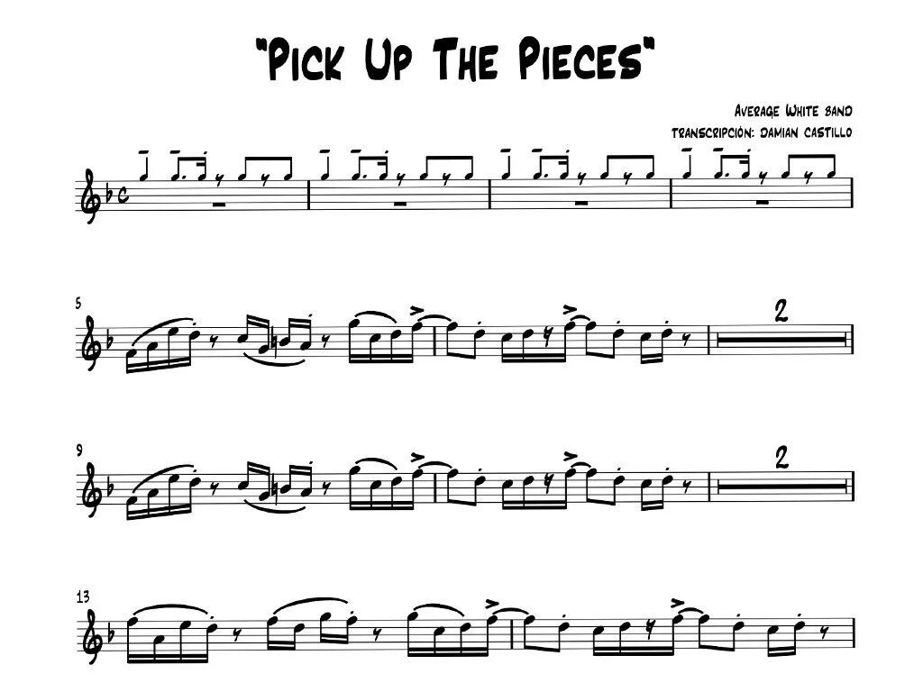 Picked up песня. Pick up the pieces Ноты. Pick up the pieces Ноты для саксофона. Average White Band pick up the pieces. Pick up the pieces Alto Sax.