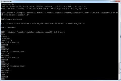 Oracle create