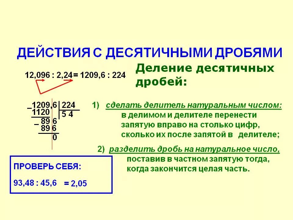 Операции с десятичными числами