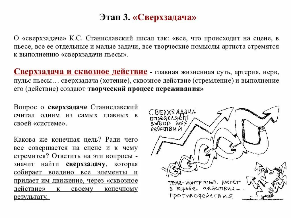 Что такое сверхзадача выступления. Тема идея сверхзадача. сквозное действие и сверхзадача. станиславский сверхзадача и сквозное действие.