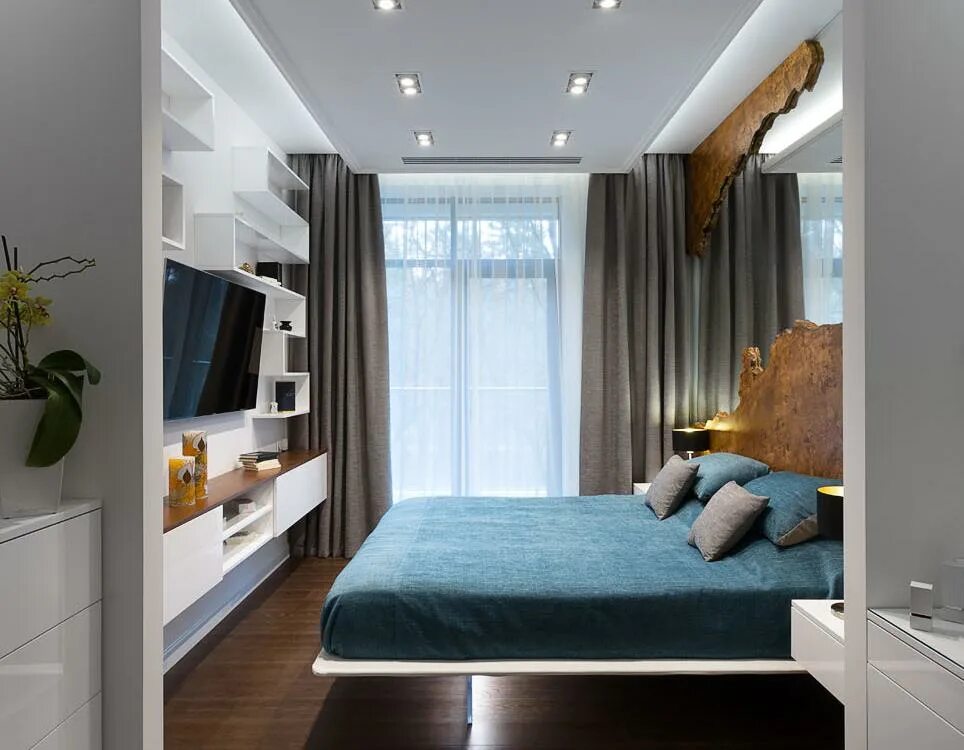 Farrow ball 242. Интерьер маленькой квартиры. Интерьер спальни с темным полом. Спальня с темными стенами. Однокомнатная квартира в темных тонах.