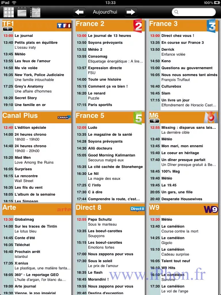 TV programmes. TV program list. TV program Guide. Programme TV France. Programme de