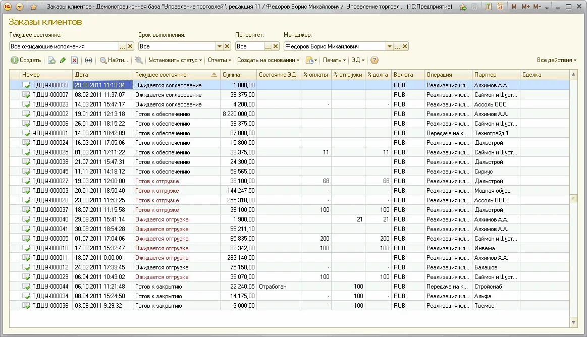 Заказ клиента. 1с отгрузка. 1с управление торговлей. Статусы заказов в 1с.