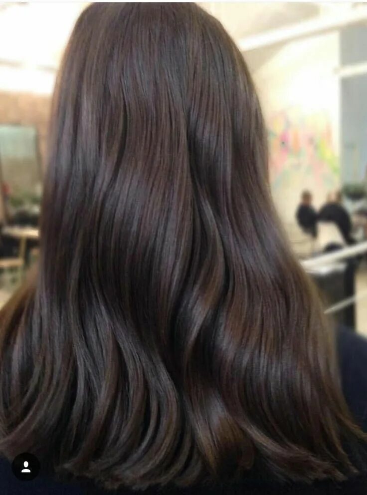 Как выглядит темный шоколад на волосах Rich Dimensional Dark Chocolate Brown. Long layered haircut, big sultry curls. #