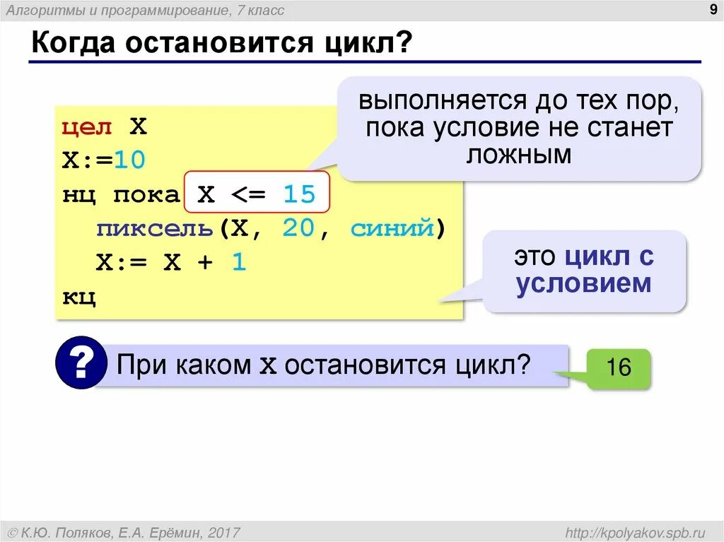 Остановиться цикл