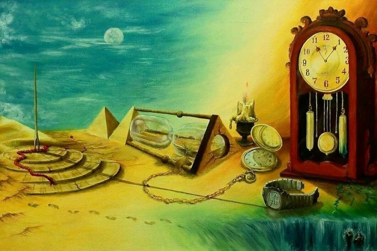 Течение времени изменилось. Часы картины художников. Картина время. Быстротечность жизни. В течении времени.