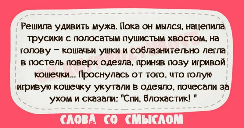 Удивить мужа. Блохастик анекдот. Решила удивить мужа. УДИВЛЯЙ мужа. Пока муж