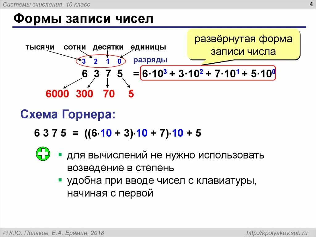 Представление чисел в системах счисления 10 класс. Система счисления формы записи числа в системах счисления. Система счисления на 0 Информатика. Воспользуйтесь схемой горнера для представления чисел. Десятичные и двоичные операции