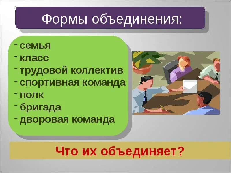 Что такое общество 6 класс. Формы объединения людей. что объединяет семью. что объединяет рабочий коллектив. формы объединения семейная классы.