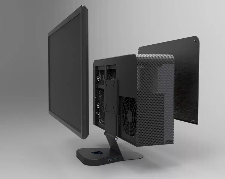 Корпус Micro c VESA Mount. Моноблок Mini ITX. Корпус Mini ITX VESA. Корпус VESA К монитору.