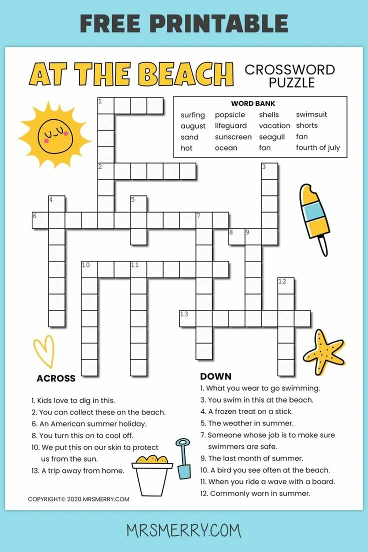 Summer crossword. Кроссворд Summer. Кроссворды на тему Holidays Summer. Кроссворд по английскому языку. Crossword for kids