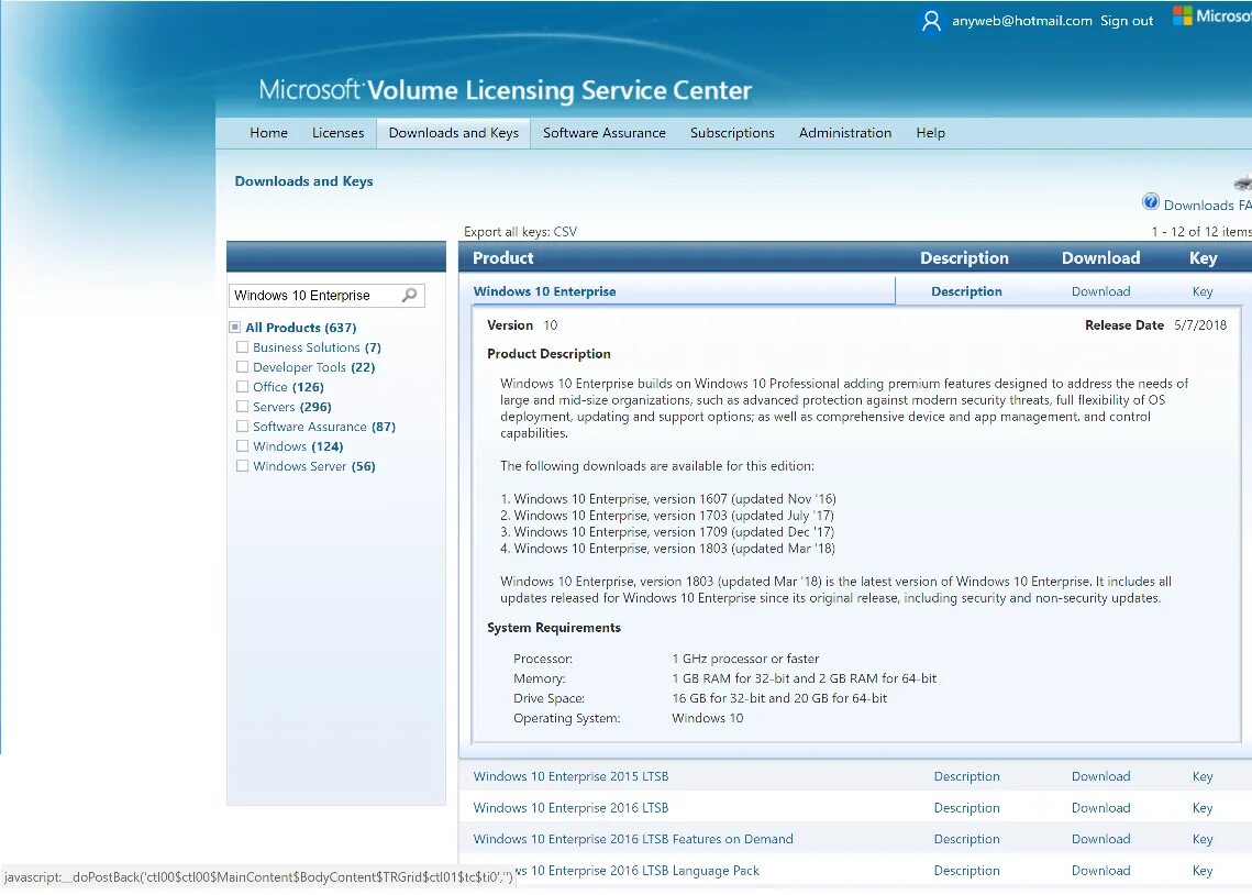 Download description. VLSC Microsoft. Windows 10 версии 1803.. Volume licensing service Center. Windows License Center.