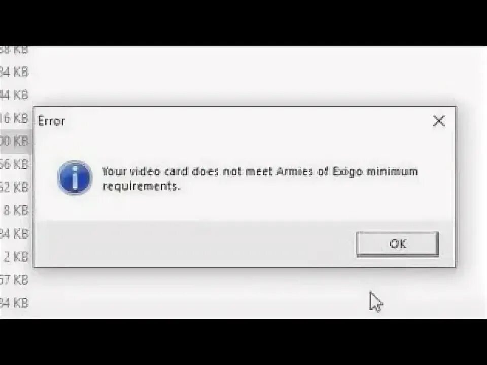System does not meet minimum. System does not meet minimum