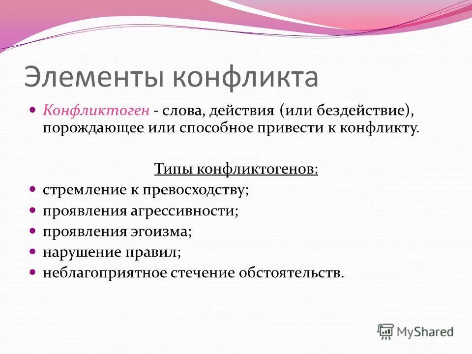 Типы конфликтогенов в психологии. Виды конфликтогенов в конфликтологии. Конфликтоген агрессии проявляется в. Типы конфликтов стремление к превосходству.