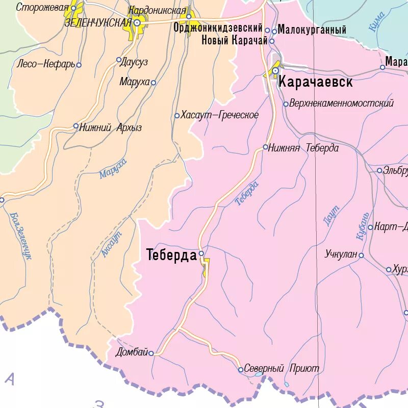 Карачаево-Черкесия карта. Карачаево-Черкесская Республика на карте. Карта Карачаево-Черкесии подробная. Карачаево-Черкесская Республика Карачаевск. Черкесск какая республика