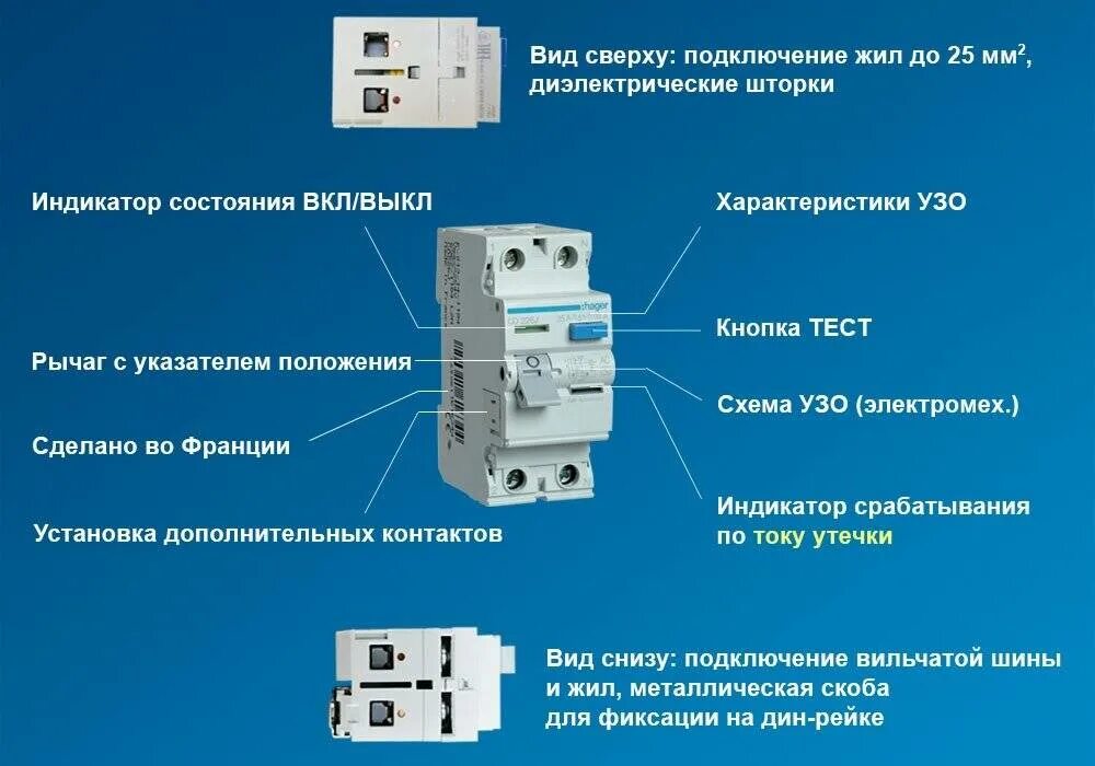 В каком положении должен быть автомат. Маркировка автоматических выключателей тип узо. узо hager 63a. типы узо по току утечки. дифференциальный автомат авв маркировка.