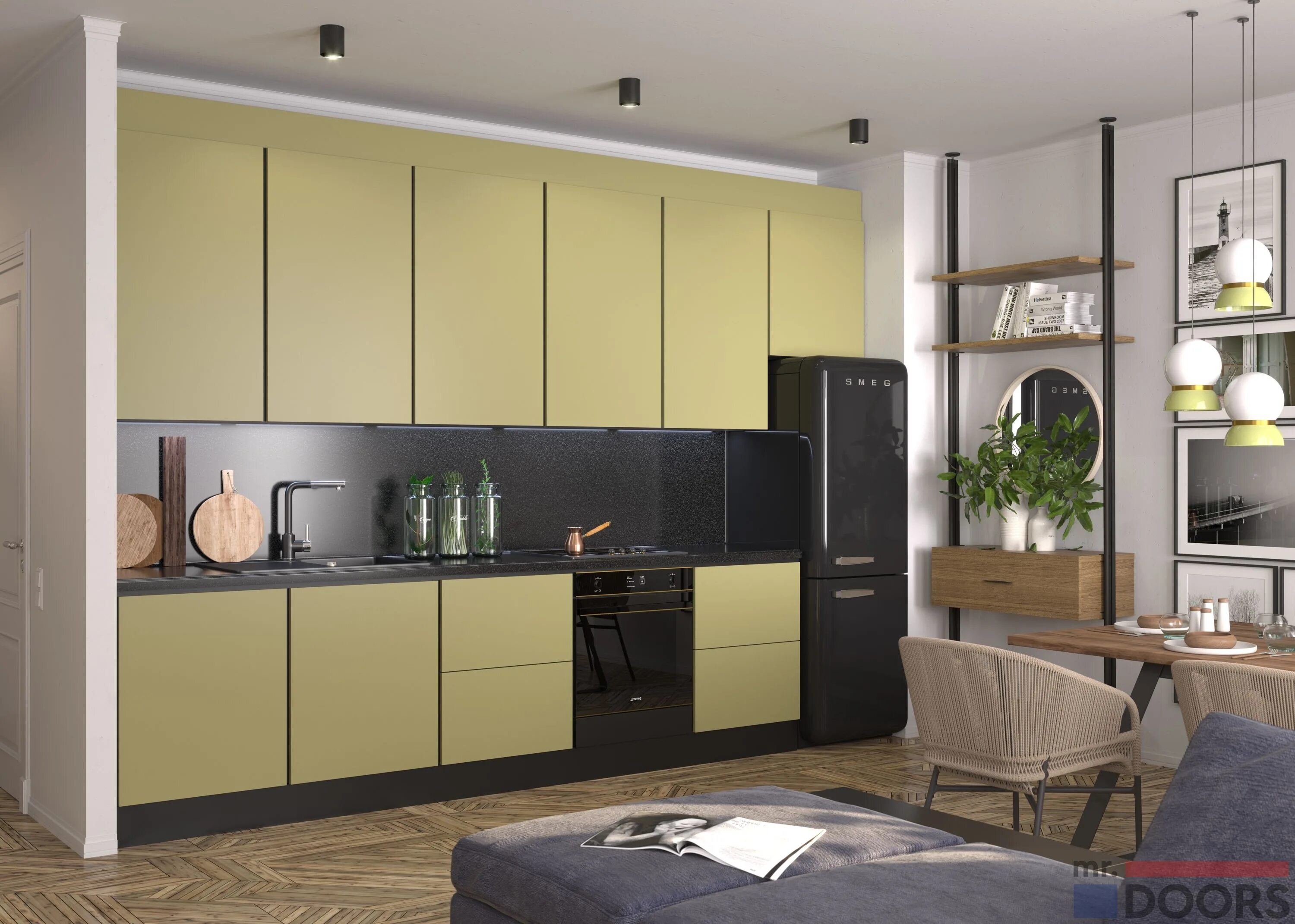 Venice in riven lime & hg cream Интерьер кухни, Оливковая кухня, Интерьер