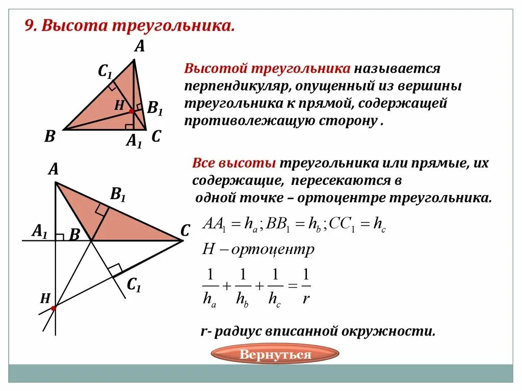 Что показывает высота в треугольнике. Высота треугольника. Visoti triugolnika. Все высоты треугольника. Высота треугольника треугольника.