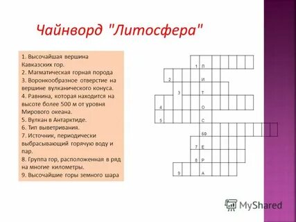 Кроссворд рельеф