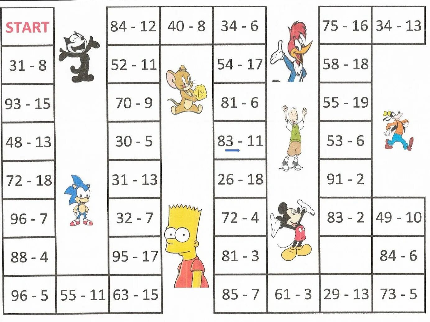 Class 4 game. Maths board game. subtraction board game math. didactic games for addition and subtraction within 1000.