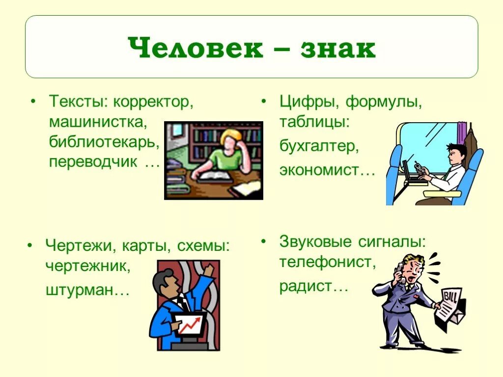 Человек знак профессии. Профессии типа человек знак. Знаковая система профессии. Тип человек-человек профессии люди.