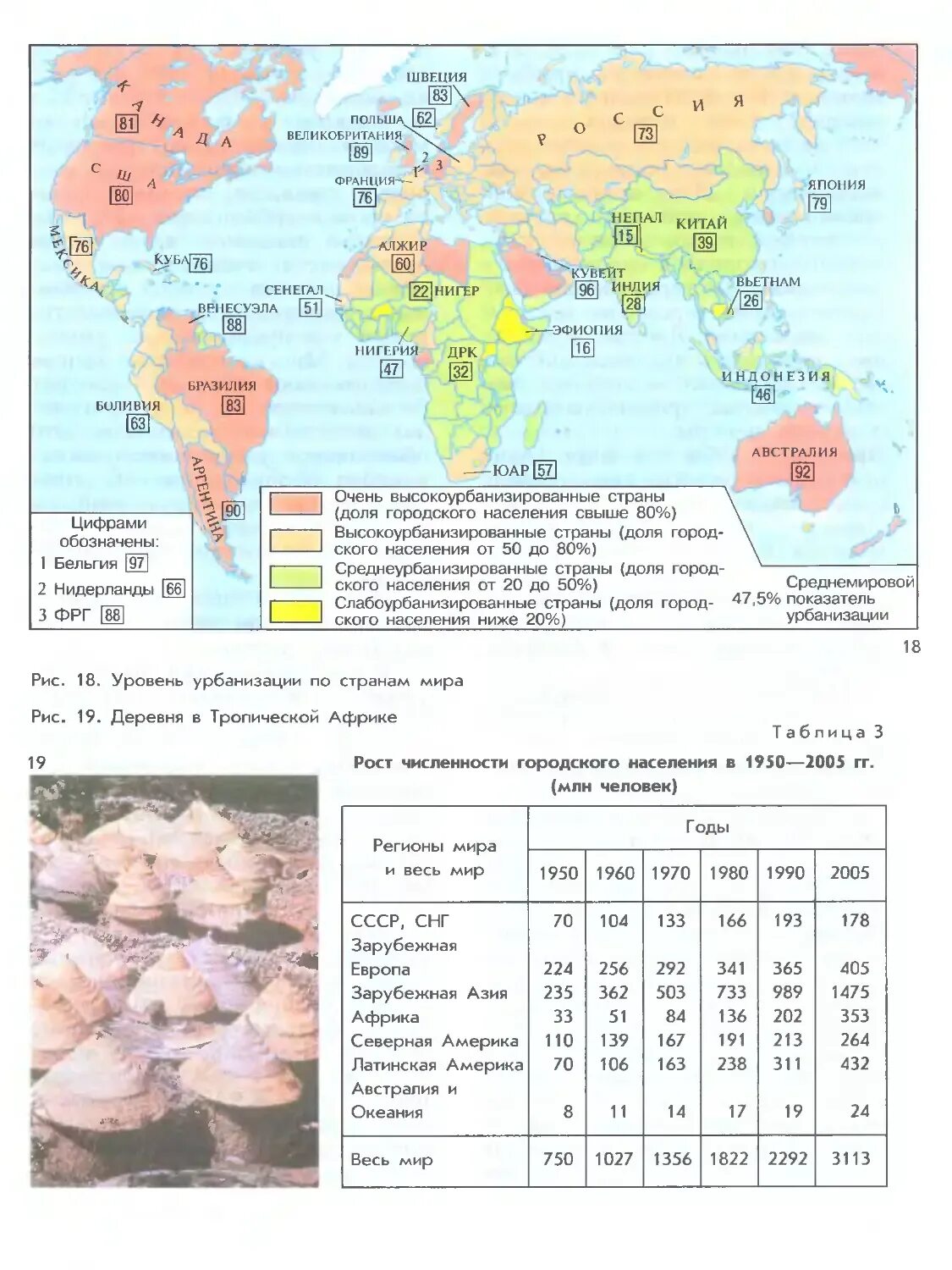 Уровень урбанизации карта.