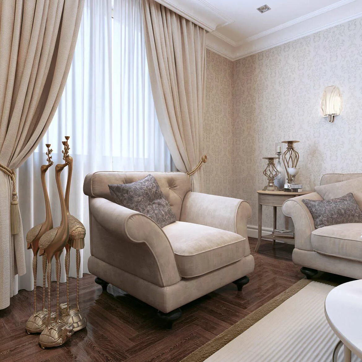 бежевый интерьер. гостиная с бежевыми стенами. шторы в интерьере. шторы в гостиную. светлая гостиная в современном стиле.