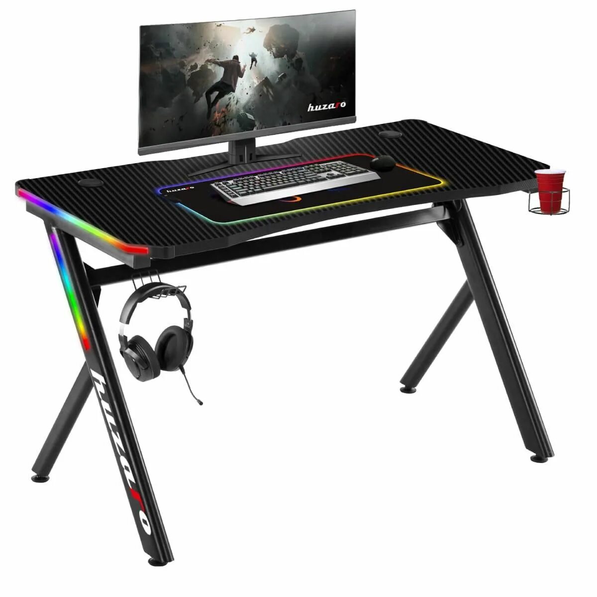 Игровой стол HUZARO. Игровой стол Defender Idol, RGB, черный. Компьютерный стол HUZARO. Стол HUZARO Hero 5.0 Black.