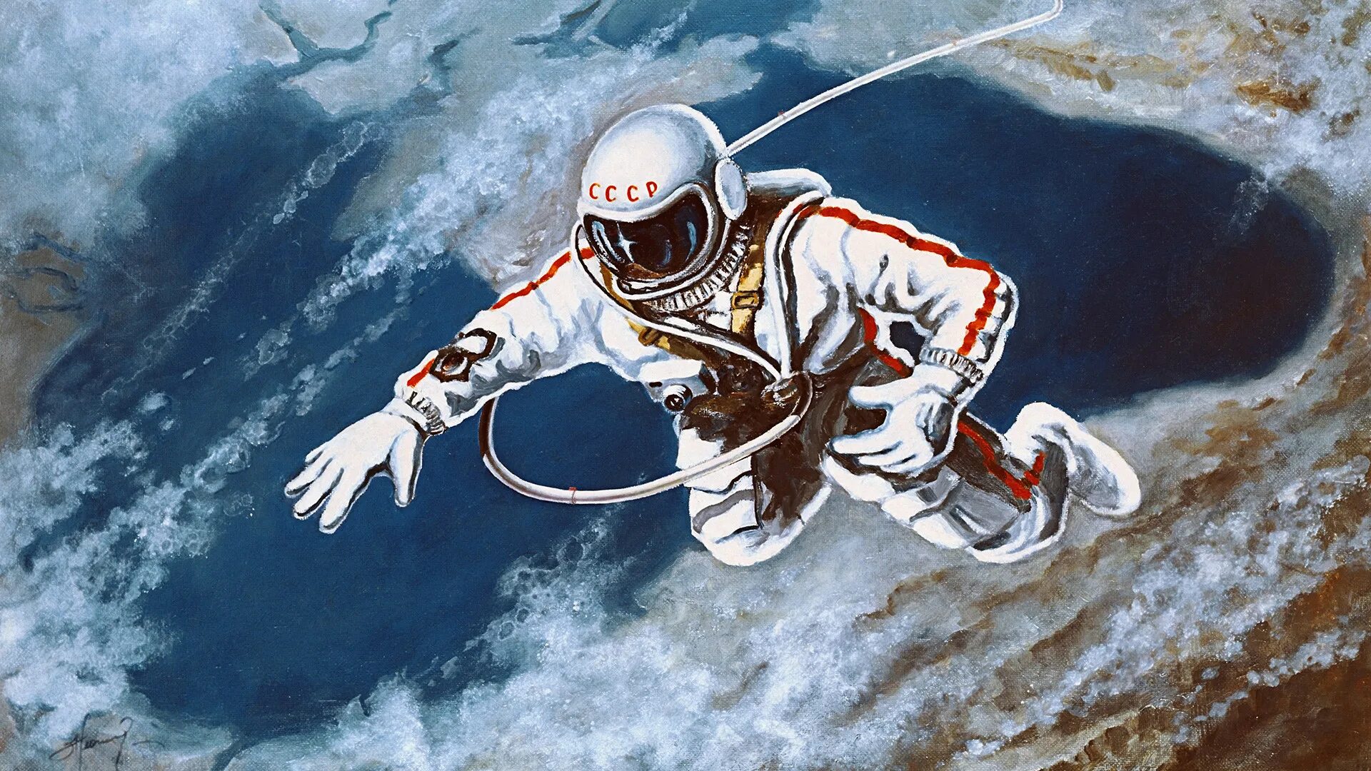 Выход в открытый космос ссср. Картины Леонова Космонавта.