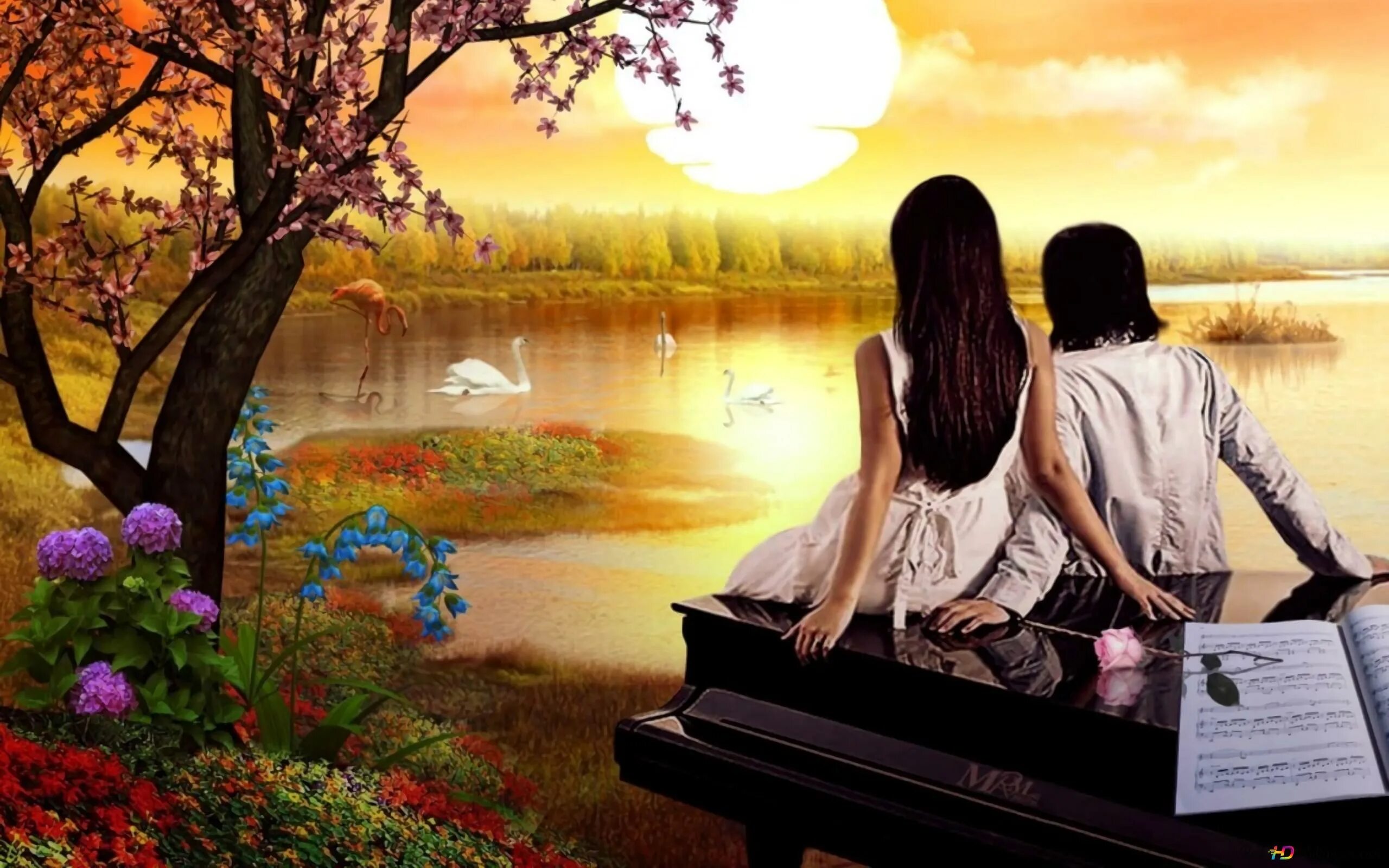 Жизнь прекрасна. Посвятите жизнь прекрасному. Сюрреализм мысли. Дети в цветах. Веселая прогулка.