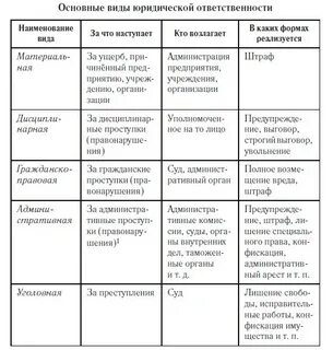 Меры юридической ответственности и примеры впр
