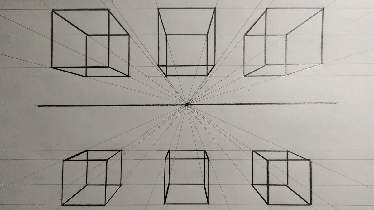 Квадрат снизу. Линейная перспектива куб снизу. Куб в перспективе и сбоку. Одноточечная перспектива Куба 6 класс. Одноточечная и линейная перспектива.