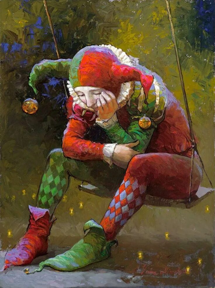 Виктор низовцев картины арлекин. Клоун шут арлекин. Грустный шут. Великий клоун пальячи. Венецианский карнавал клоун.